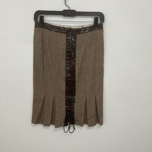 bebe Skirt Suit Set Blazer Vest Brown Tweed Career Sz XS Y2K 2000 Lace VTG Siren - Picture 7 of 13
